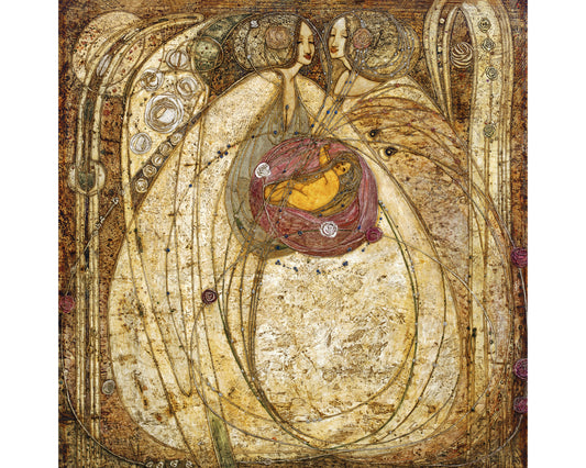 Cuadro de un niño en una flor | Impresión de El corazón de la rosa | Arte mural de estilo art nouveau | Margaret MacDonald Mackintosh | Artista femenina