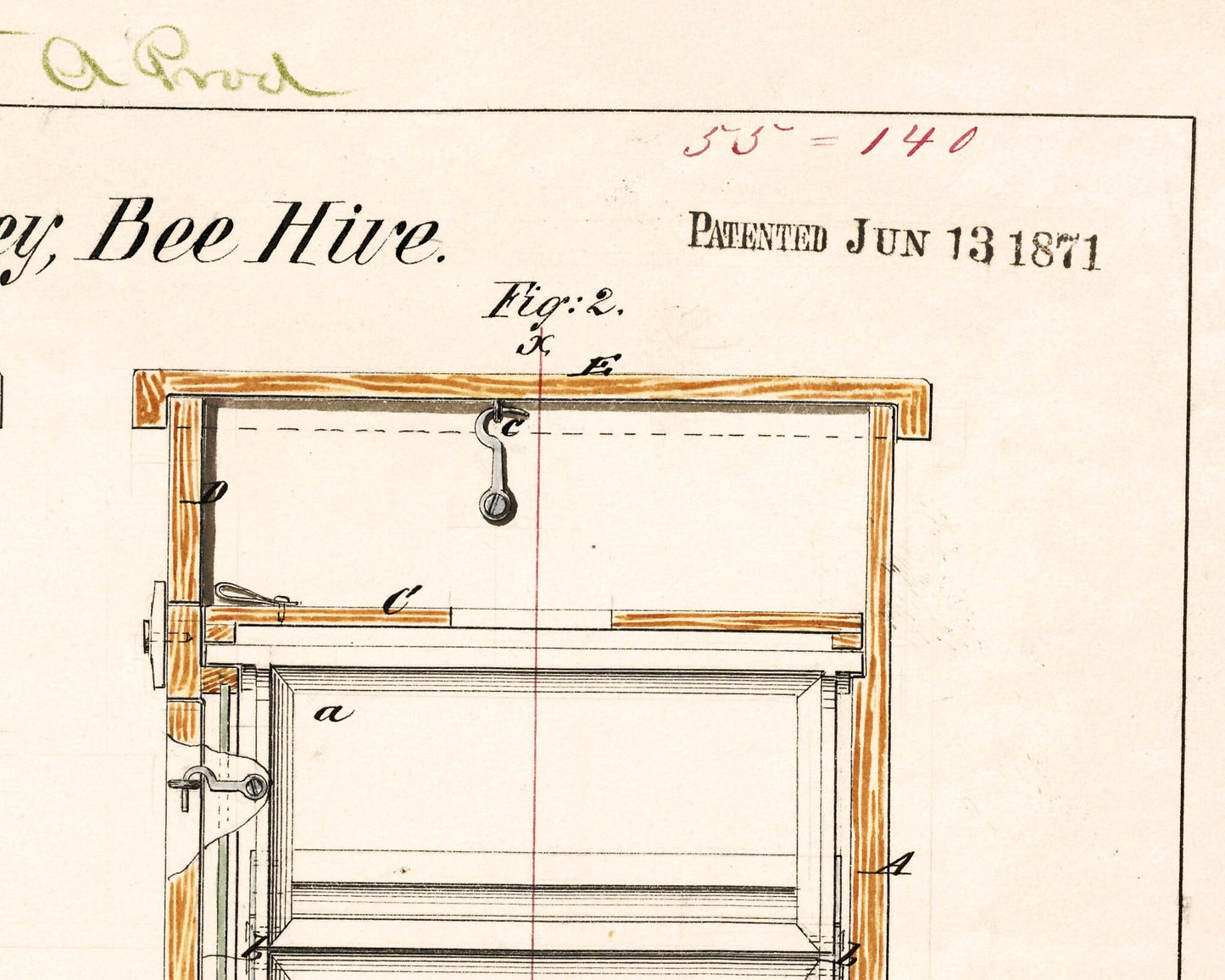 Dibujo de colmena de abejas | Diagrama de ingeniería mecánica antigua | Innovación del siglo XIX | Inventos históricos de pequeñas empresas