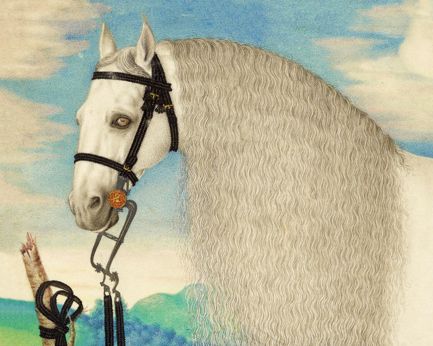 White horse art print | Antique dappled grey stallion | Animal fine art | Vintage equine painting | Horse wall art | Lipizzan