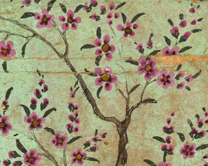 Halcón en una percha | Arte de aves de la India vintage | Fondo de malaquita | Impresión antigua de Rajastán | Arte del sudeste asiático | Arte mural de animales y naturaleza