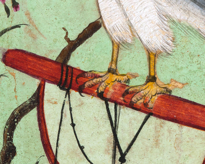 Halcón en una percha | Arte de aves de la India vintage | Fondo de malaquita | Impresión antigua de Rajastán | Arte del sudeste asiático | Arte mural de animales y naturaleza
