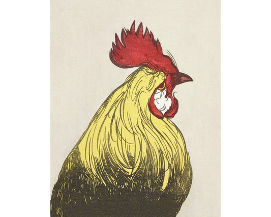 Cabeza de gallo | Impresión de pollo vintage | Arte mural de animales y granjas | Decoración de cocina antigua | Pintura retro de aves de corral