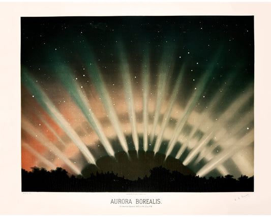 Impresión artística de la aurora boreal | Arte de pared vintage sobre astronomía | Cielo nocturno | Noche estrellada | Cielo colorido