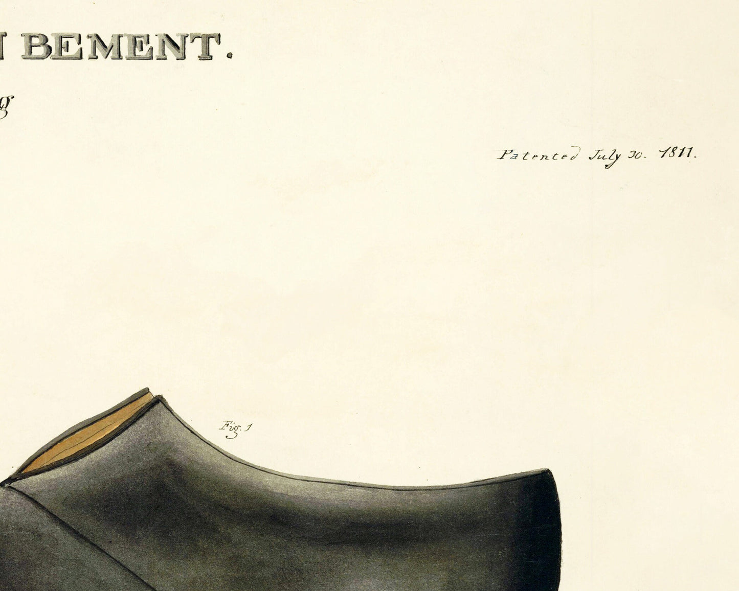 US patent drawing | Men's shoes and boots | Antique diagram | Fashion and engineering wall decor | 19th century innovation and invention