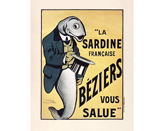 French sardine ad | Fish art | Kitchen, food wall art | Vintage advertisement