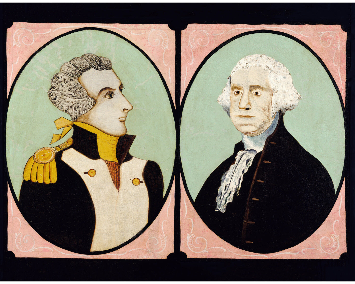 Cuadro de Washington y Lafayette | Soldado francés de la Guerra de la Independencia de Estados Unidos | Arte mural político y militar | Impresión del primer presidente de EE. UU.