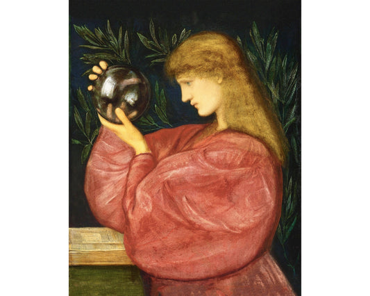 Woman with a crystal ball | Astrologia | Edward Coley Burne-Jones | Pre-Raphaelite wall art | Vintage mystical art print