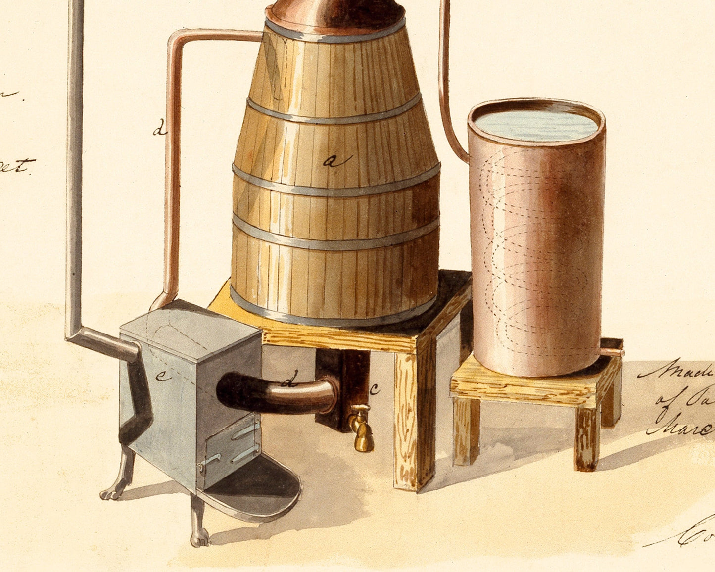 US patent drawing | Liquor still | Antique mechanical diagram | Alcohol and engineering wall decor | 19th century innovation and invention