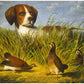 Vintage bird dog portrait | English pointer dog painting | Hunting dog wall art | Bird dog with grouse | Antique animal art | D.G. Stouter