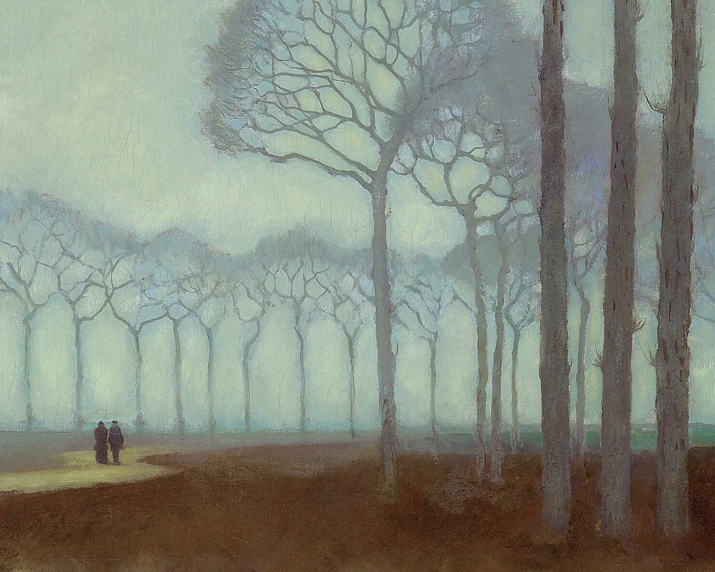 Impresión artística de paisaje brumoso | Hilera de árboles | Pintura de paisaje de ensueño | Bosque místico | Arte mural atmosférico | Arte meteorológico | Jan Mankes