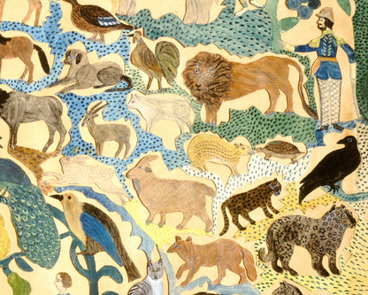 Arte de animales en collage vintage | Arte popular americano | Arte animal inusual | Arte de collage con recortes de papel | Arte primitivo e ingenuo | Animales del siglo XIX