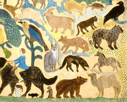 Arte de animales en collage vintage | Arte popular americano | Arte animal inusual | Arte de collage con recortes de papel | Arte primitivo e ingenuo | Animales del siglo XIX