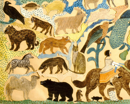 Arte de animales en collage vintage | Arte popular americano | Arte animal inusual | Arte de collage con recortes de papel | Arte primitivo e ingenuo | Animales del siglo XIX