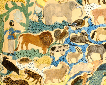 Arte de animales en collage vintage | Arte popular americano | Arte animal inusual | Arte de collage con recortes de papel | Arte primitivo e ingenuo | Animales del siglo XIX