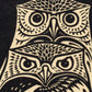 Two Owls by Julie de Graag - Vintage owl art | Female Artist | Woodcut animal wall art | Craftsman style decor | Birds artwork