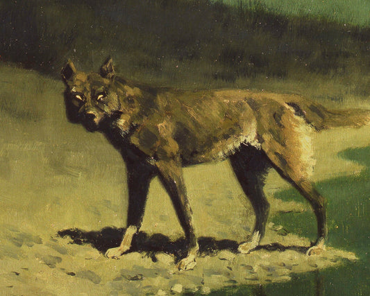 Arte de lobo vintage | Lobo a la luz de la luna | Impresión artística de lobo solitario | Vida salvaje vintage | Pintura de cielo estrellado | Arte mural de animales | Frederic Remington