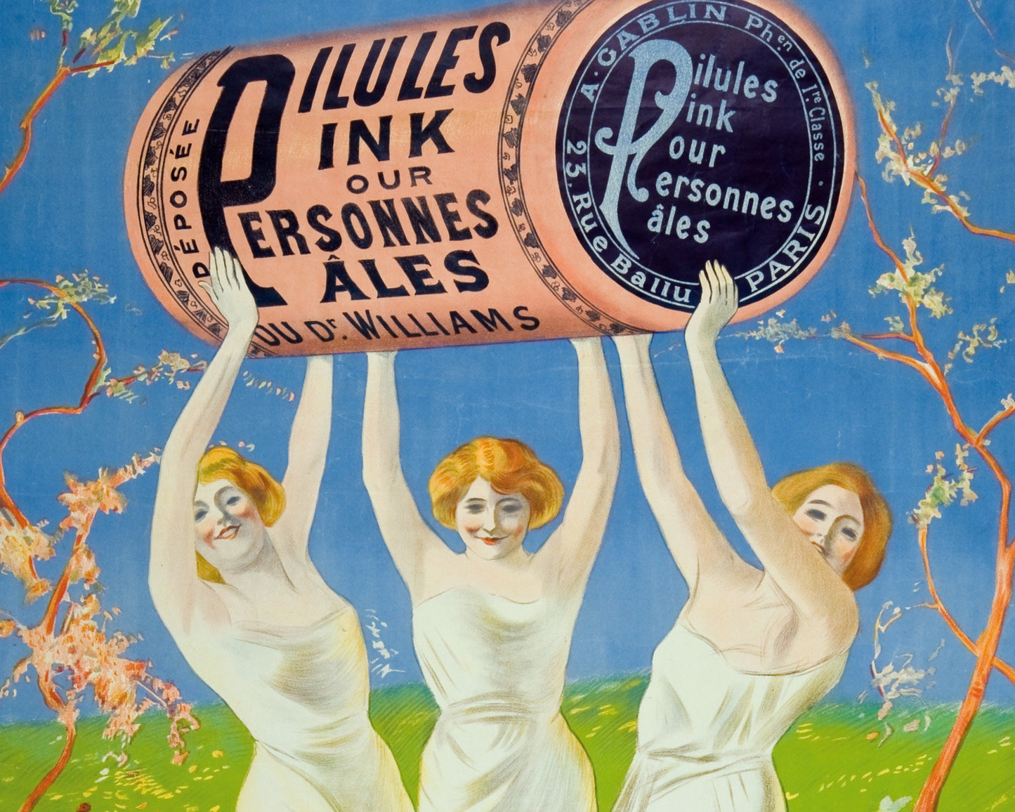 Vintage French advertisement | Pink pills for pale people | Pilules pour personnes pâles | Art nouveau wall art | Health and medicine ad