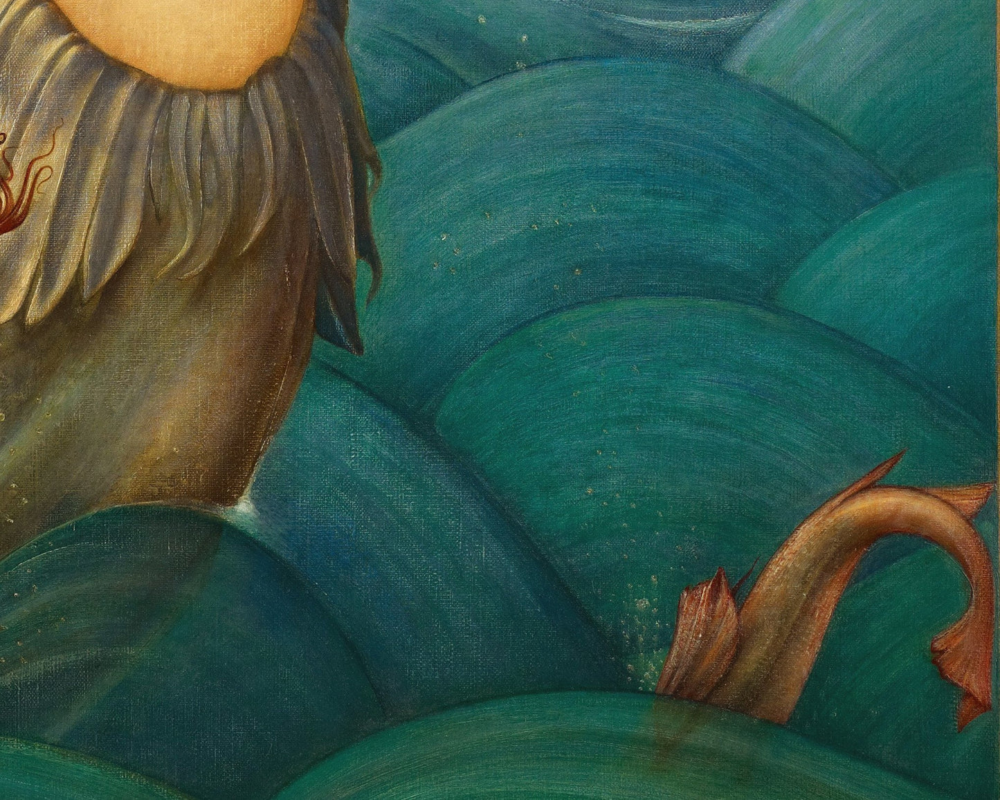 Impresión artística de sirena vintage | Ninfa marina | Pintura de mujer desnuda | Arte mural náutico | Art nouveau | Prerrafaelita | Edward Coley Burne-Jones