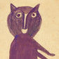 Purple cat | Bill Traylor Americana art | Animal folk art | Naive drawing | Outsider painting | African American self-taught artist