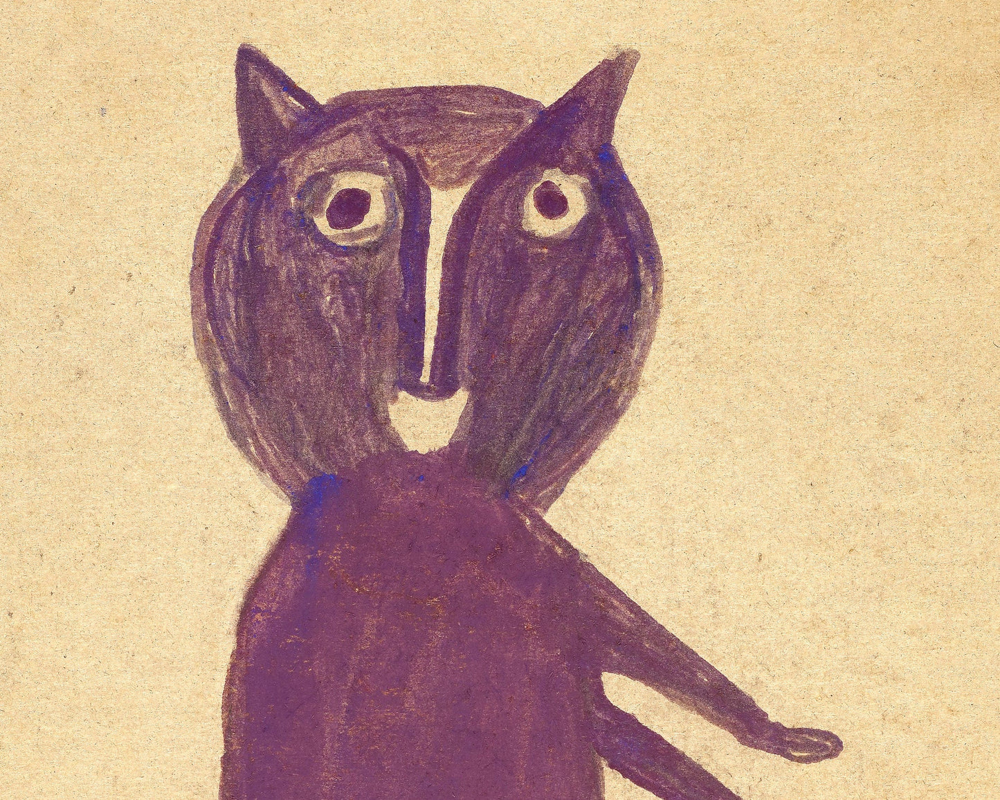 Purple cat | Bill Traylor Americana art | Animal folk art | Naive drawing | Outsider painting | African American self-taught artist