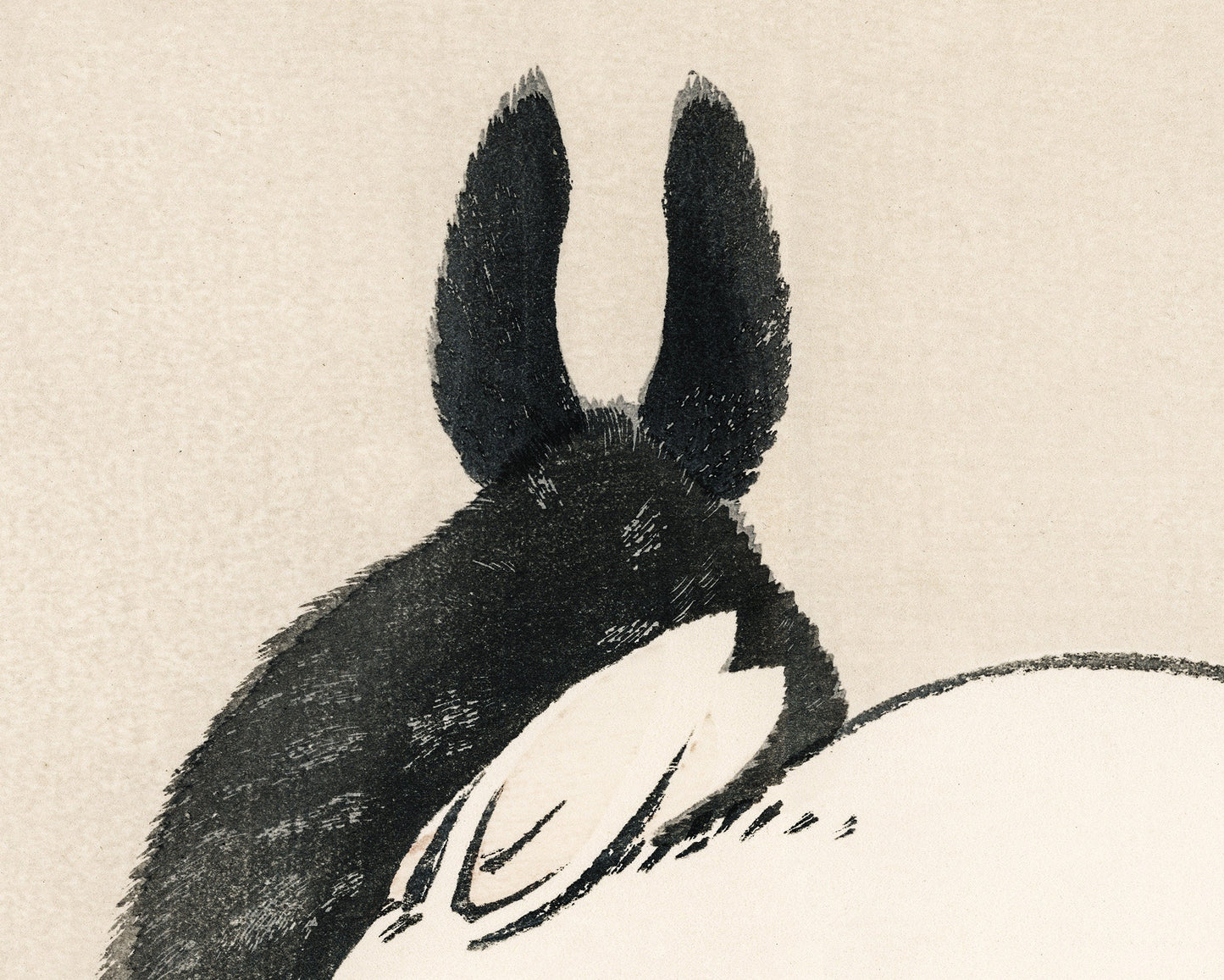 Black and white rabbits by Kōno Bairei (1844-1895)