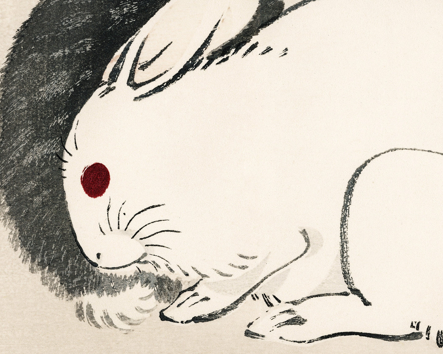 Black and white rabbits by Kōno Bairei (1844-1895)