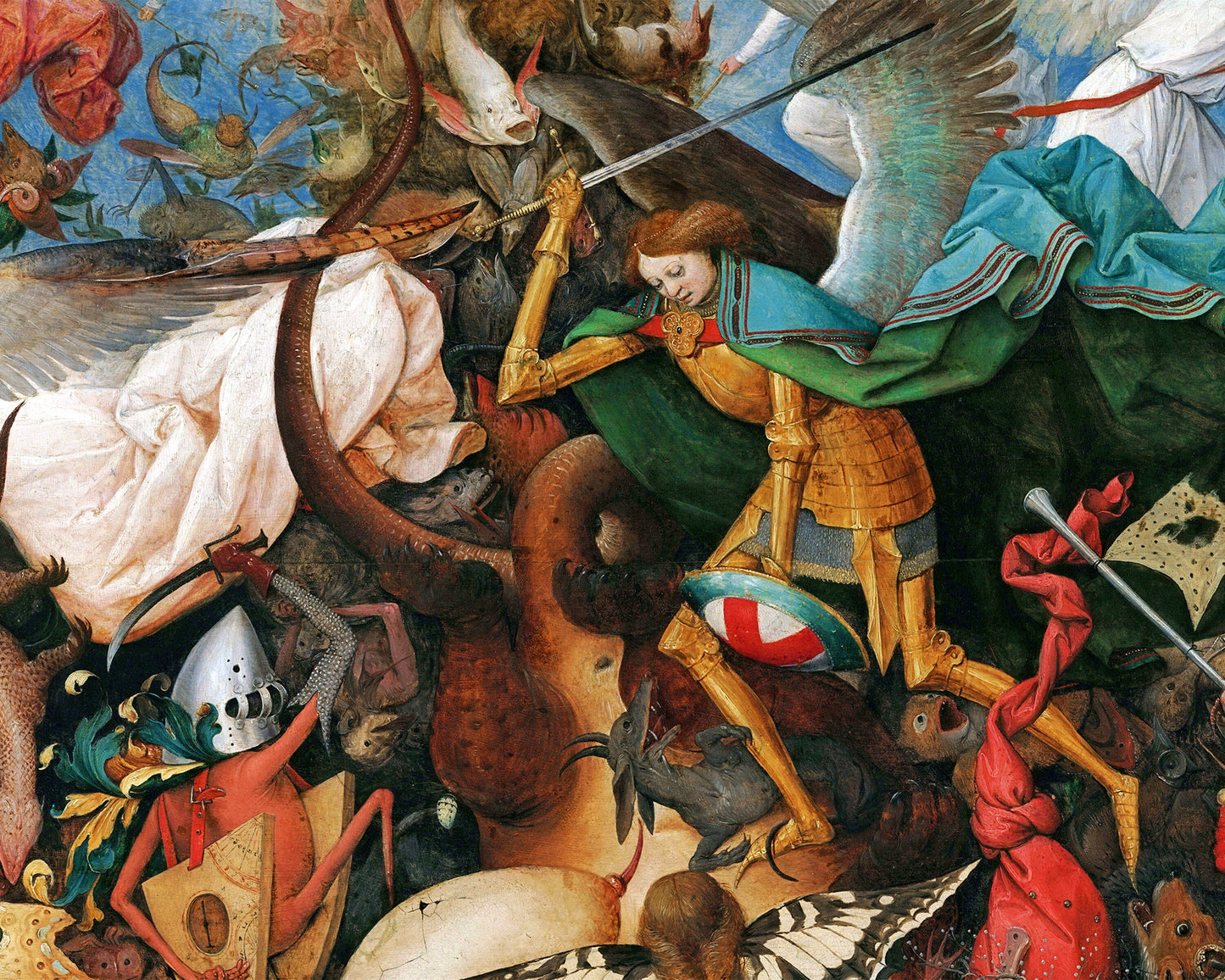 Mural épico del siglo XVI | La caída de los ángeles rebeldes | Bruegel, el Viejo | Arte religioso antiguo | Arte mural macabro y fantástico | Demonios y ángeles