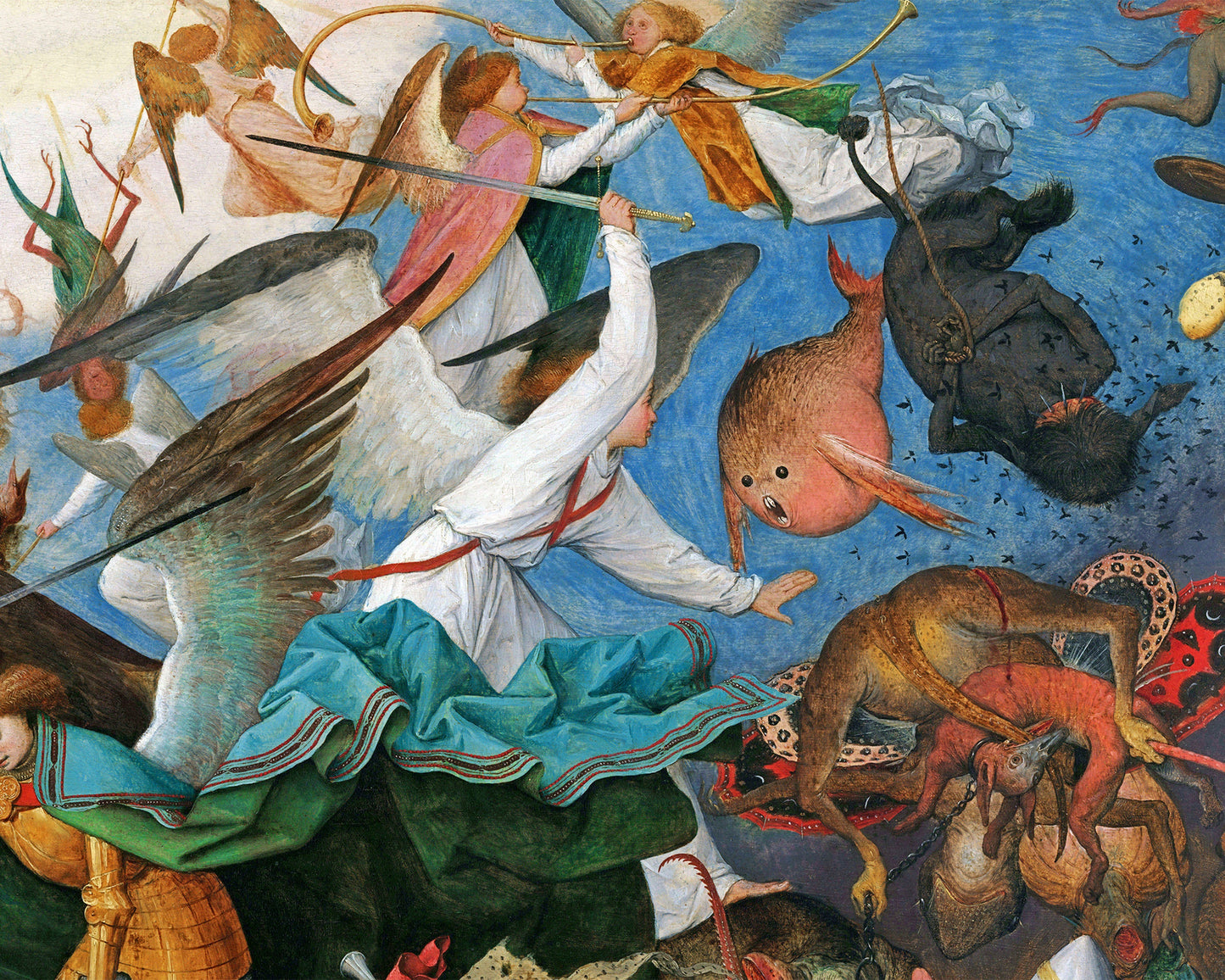 Mural épico del siglo XVI | La caída de los ángeles rebeldes | Bruegel, el Viejo | Arte religioso antiguo | Arte mural macabro y fantástico | Demonios y ángeles