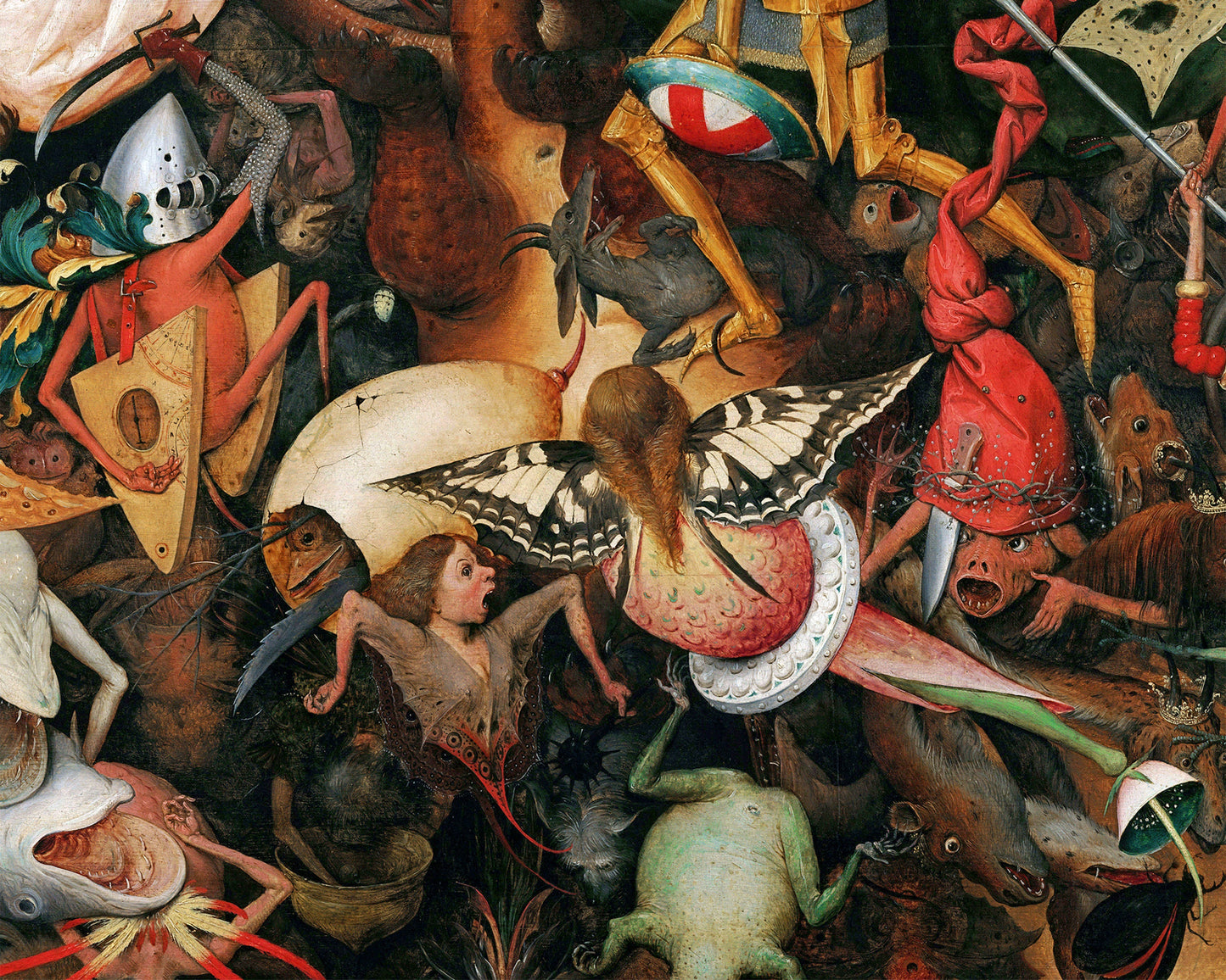 Mural épico del siglo XVI | La caída de los ángeles rebeldes | Bruegel, el Viejo | Arte religioso antiguo | Arte mural macabro y fantástico | Demonios y ángeles