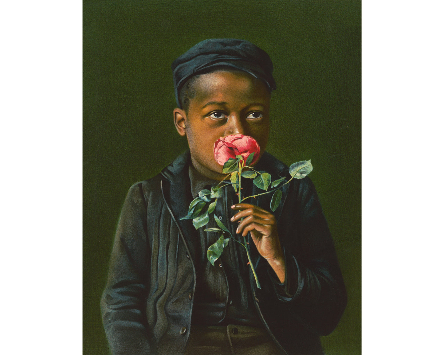 American Beauty - Young boy smelling a rose