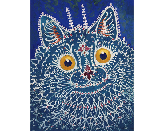 Gouache de Louis Wain - "Un gato en estilo 'gótico'"