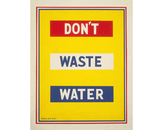 Vintage Don't Waste Water Sign - Vintage typography | Don't Waste Water | Bathroom, Kitchen wall art | Colorful bar, bathroom, kitchen art | Public health