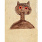 Bill Traylor Americana art | Cat with Red Eyes | Animal folk art | Outsider wall art | African American self-taught artist | Naive print