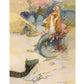 Vintage Mermaid print | Mermaid and sea serpent | Warwick Goble book illustration | Fantasy wall art | Cabin, lake, bathroom decor