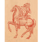 Native American on horseback drawing | American artist Ivan Meštrović | Crayon on cardboard art print | 19th century Indigenous wall art