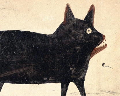 Arte americano de Bill Traylor | Gato con mandíbula marrón | Arte popular animal | Arte mural marginal | Artista autodidacta afroamericano | Impresión ingenua