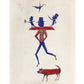 Bill Traylor Americana art | Man with yoke, bird and dog | Animal folk art | African American self-taught artist | Modern vintage wall décor