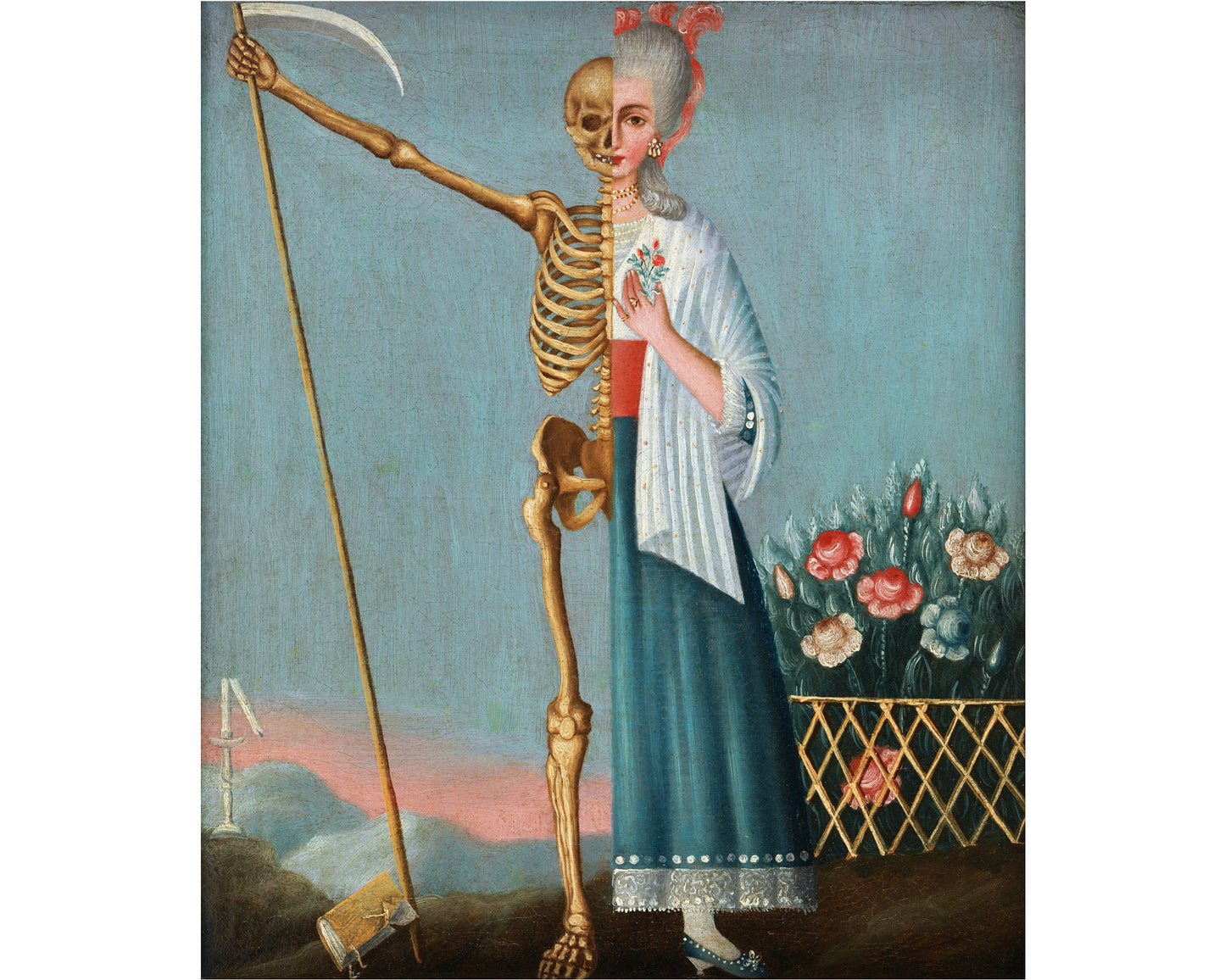 Life and Death art print | Woman with skeleton & scythe | 8x10 Giclée fine art print | Modern Vintage decor | Eco-friendly gift