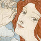 Vintage red head with flowers | Fine art print | Coquetterie | Eugene Grasset | Feminine art print | Art nouveau wall art | French artist
