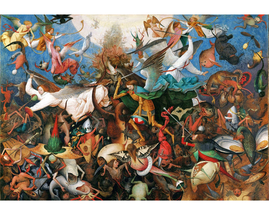 Mural épico del siglo XVI | La caída de los ángeles rebeldes | Bruegel, el Viejo | Arte religioso antiguo | Arte mural macabro y fantástico | Demonios y ángeles