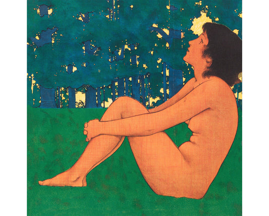 Impresión artística vintage de desnudo sobre césped | Maxfield Parrish | Arte femenino | Arte mural Art Nouveau | Arte de portada de revista | Ilustrador estadounidense