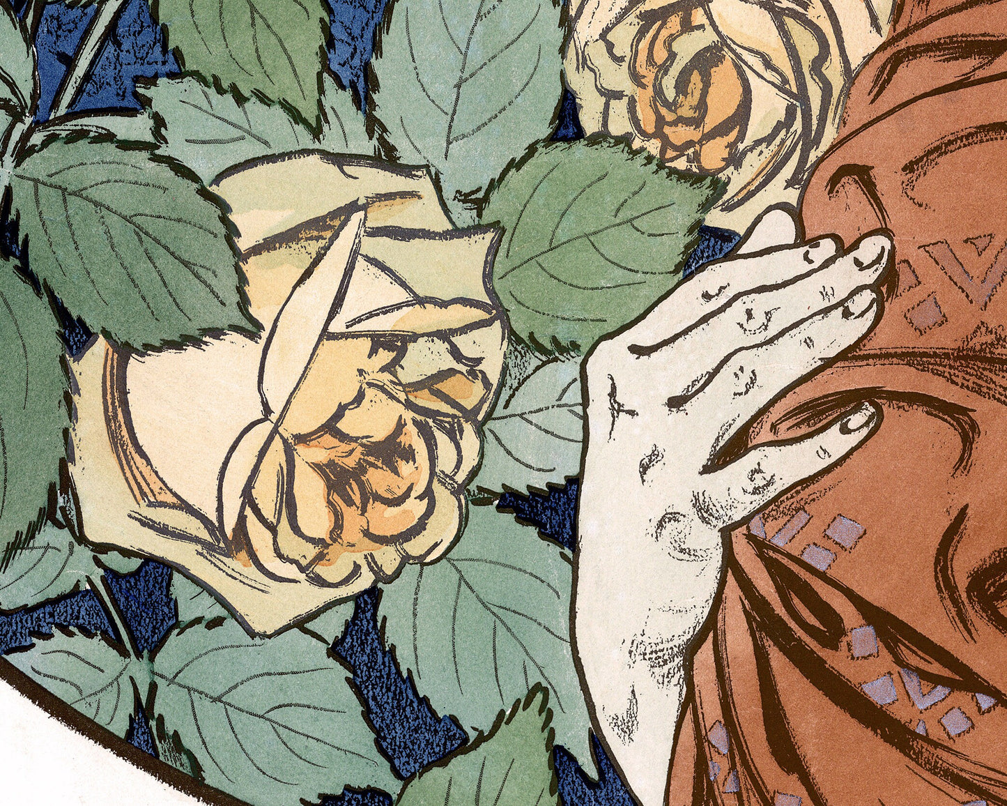 Rubia vintage con flores | Impresión artística | Celos | Eugene Grasset | Impresión artística femenina | Arte mural art nouveau | Artista francés