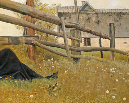 Chica soñadora | En el mes de junio | Chica caprichosa con diente de león | Arte de granja | Arte danés moderno | Hygge escandinavo