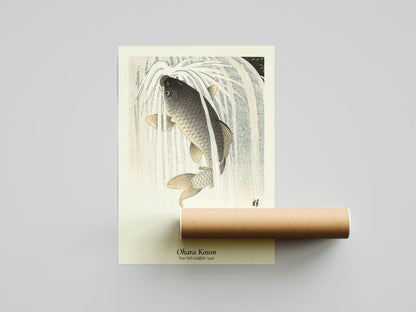 Póster de arte japonés con peces koi de Ohara Koson, impresión, arte de pared para exposiciones, decoración del hogar