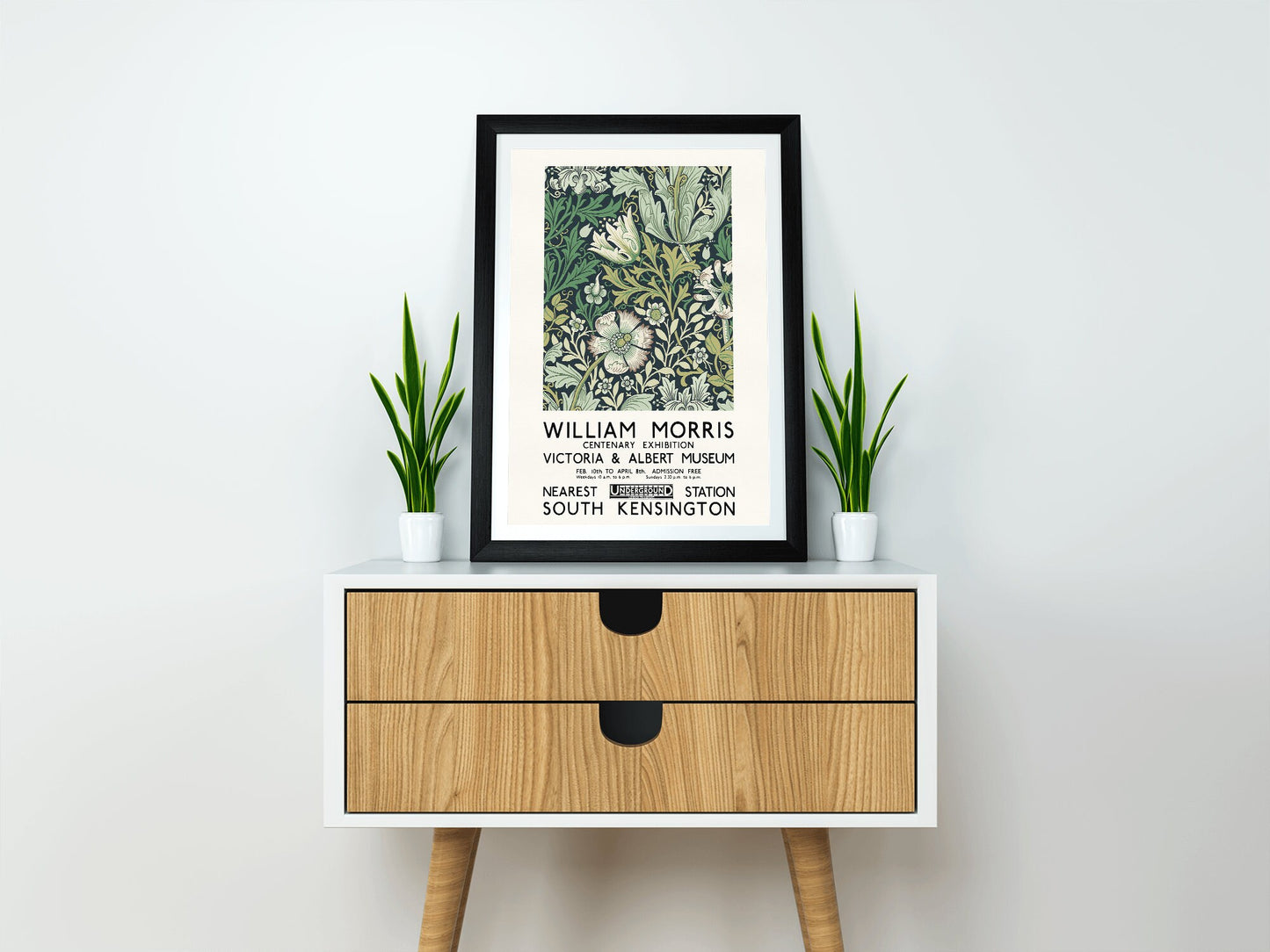 William Morris Exhibition Poster, Art Nouveau, Victoria and Albert Museum, Morris Flower Pattern, Home Decor, Wall Art