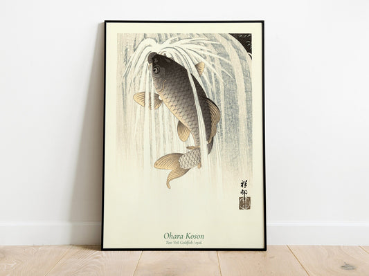 Póster de arte japonés con peces koi de Ohara Koson, impresión, arte de pared para exposiciones, decoración del hogar