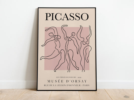 Póster de exposición de Picasso, danza, arte vintage, póster minimalista, dibujo lineal, impresión artística, arte para dormitorio, regalo ideal, varios tamaños