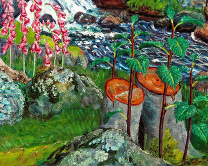 Lámina de arte de bosque vintage | Dedaleras | Mujeres recogiendo bayas | Arte mural de árboles y naturaleza | Bellas artes de Nikolai Astrup