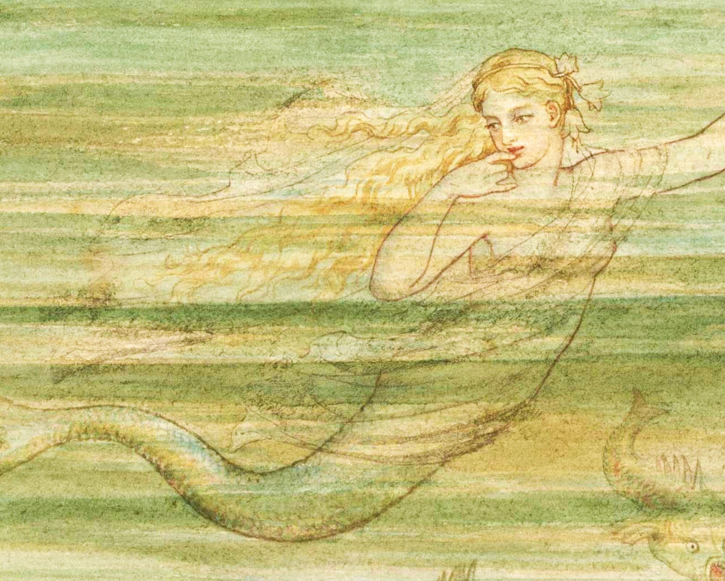 Vintage Mermaid fine art print | Mermaid watercolor painting | Fantasy wall art | Vintage cabin, lake, bathroom decor