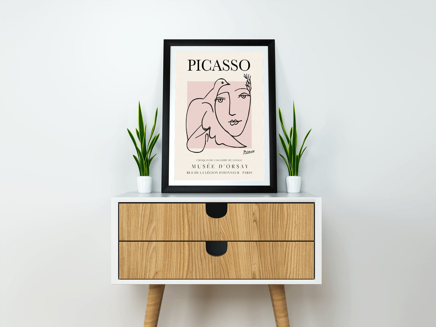 Picasso Exhibition Vintage Line Art Poster with Minimalist Line Drawing, Ideal Home Decor or Gift Print